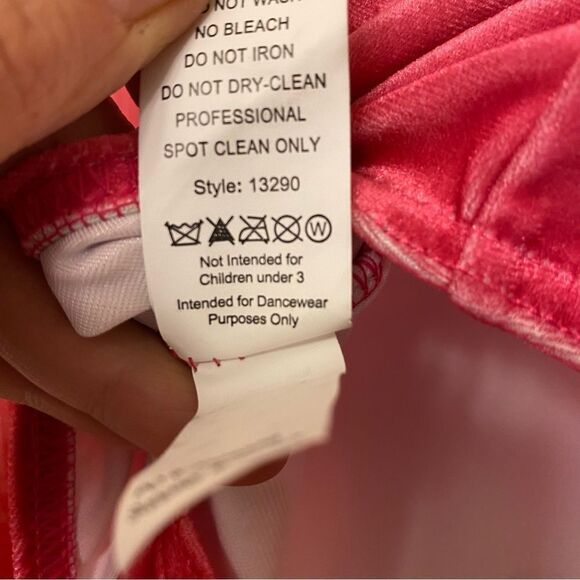 WEISSMAN Dance Costume hot pink fringe velvet mesh sleeve All The Ways 13290 SA - Picture 7 of 12